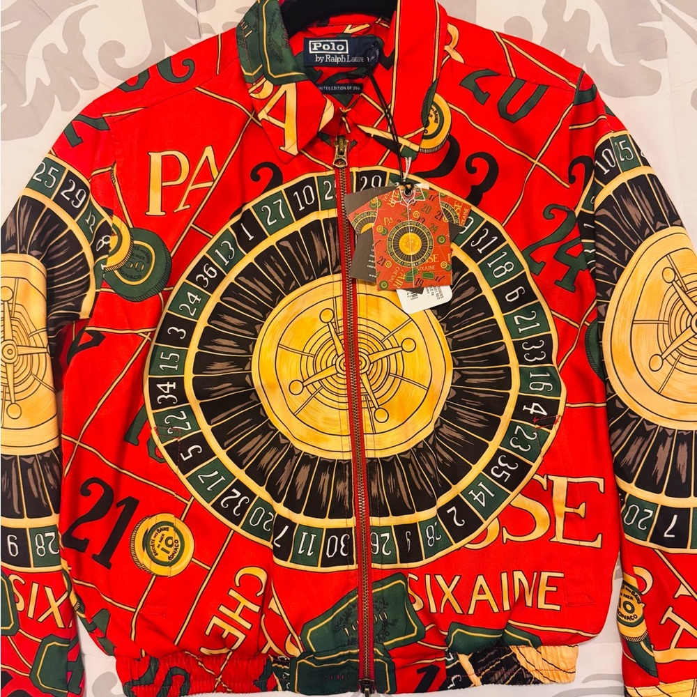 Polo by Ralph Lauren Red and Black Varsity Bomber Jacket